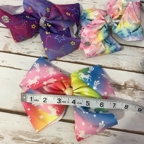 Large Hair Bows Clips JoJo Siwa Set of 3 Unicorn, Celestial, pastel tie dye - Picture 5 of 8